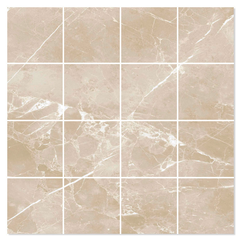 Marmor Mosaikkflis Soapstone Premium Beige Polert 30x30 (7x7) cm